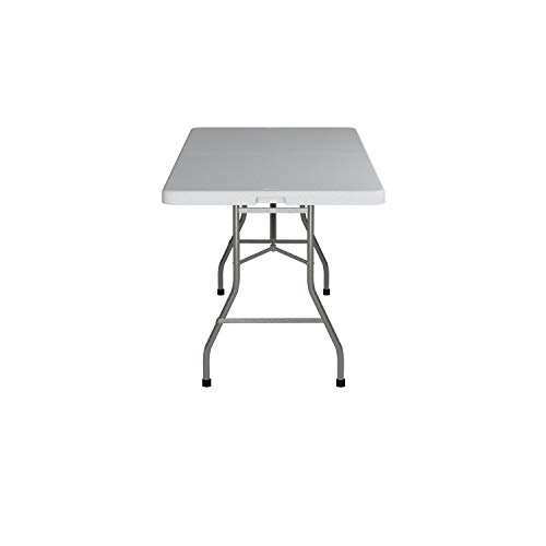 Office Star Resin Rectangle Center-Folding Portable Table for Picnics, Camping, and Tailgating, 6 Feet