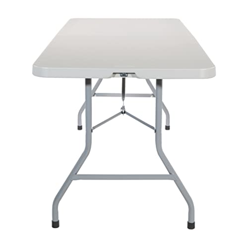 Office Star Resin Rectangle Center-Folding Portable Table for Picnics, Camping, and Tailgating, 6 Feet