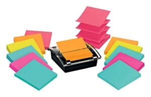 post-it sheet super sticky note and dispenser value pack, 3 in x 3 in, 12 pads, assorted colors (ds330-ssva)