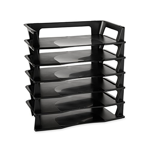 Rubbermaid Regeneration Letter Tray, Six Tier, Plastic, Black (86028)