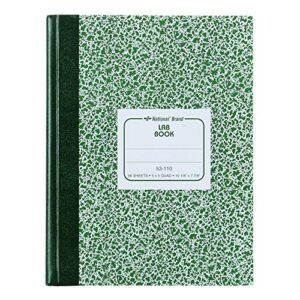 national lab notebook, quadrille rule (5 sq/in), green marble cover, (96) 10.13 x 7.88 sheets