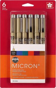 sakura pigma 30064 micron blister card ink pen set, colors may vary, 2-mm