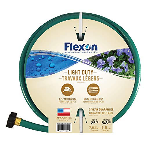 Flexon 5/8-Inch by 25-Foot Reinforced Garden Hose FR5825, 25ft, Green