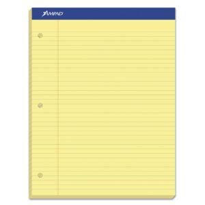 ampad evidence dual pad, narrow/margin ruled, size 8.5 x 11.75 inches, canary paper, 100 sheets per pad (20-246),