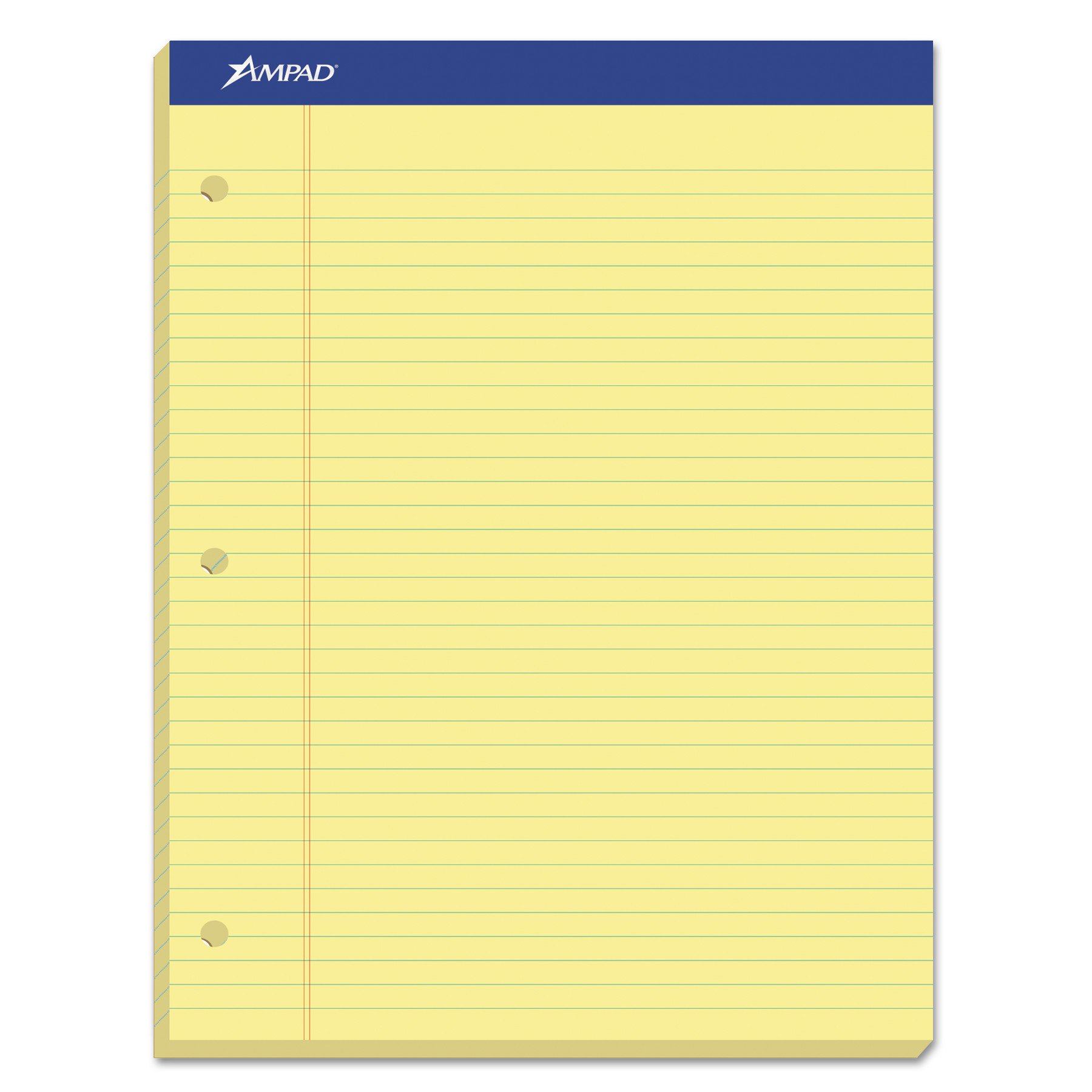 Ampad Evidence Dual Pad, Narrow/Margin Ruled, Size 8.5 x 11.75 Inches, Canary Paper, 100 Sheets Per Pad (20-246),