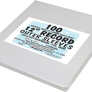 (100) 12" Record Outer Sleeves - EXTRA HEAVY DUTY 4 Mil Thick - Soft Polyethylene - 12-3/4" x 12-1/2" - Archival Quality