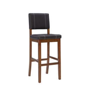 linon home decor milano bar stool, medium dark walnut, 30-inch