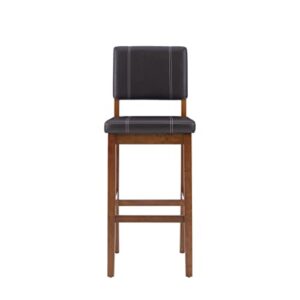 Linon Home Decor Milano Bar Stool, Medium Dark Walnut, 30-Inch