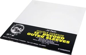 (25) 12" double oversize record outer sleeves - fits most box sets up to 1.25" - archival quality virgin heavy duty 3mil thick polyethylene #12se03do