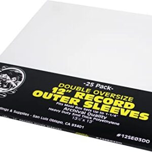 (25) 12" Double Oversize Record Outer Sleeves - Fits Most Box Sets up to 1.25" - Archival Quality Virgin Heavy Duty 3mil Thick Polyethylene #12SE03DO