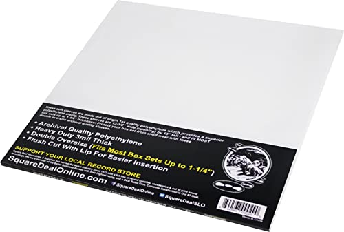 (25) 12" Double Oversize Record Outer Sleeves - Fits Most Box Sets up to 1.25" - Archival Quality Virgin Heavy Duty 3mil Thick Polyethylene #12SE03DO