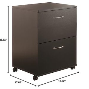 Essentials 2-Drawer Mobile Filing Cabinet from Nexera, Black