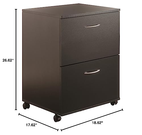 Essentials 2-Drawer Mobile Filing Cabinet from Nexera, Black