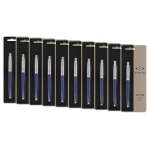 parker jotter special blue retractable ballpoint pen, black ink (tray of 10)