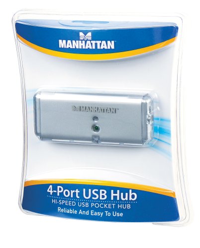 Manhattan 4-Port Hi-Speed USB Pocket Hub - Silver (160599)