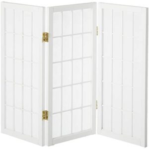 2 ft. Short Desktop Window Pane Shoji Screen - White - 3 Panels