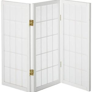 2 ft. Short Desktop Window Pane Shoji Screen - White - 3 Panels