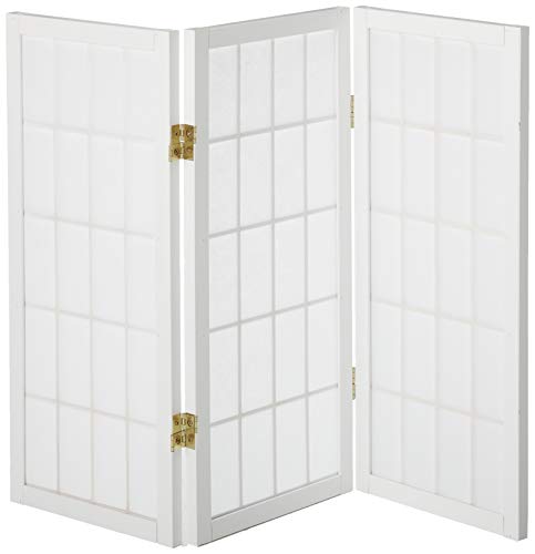 2 ft. Short Desktop Window Pane Shoji Screen - White - 3 Panels