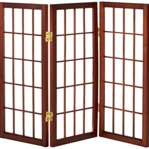 2 ft. Short Desktop Window Pane Shoji Screen - Walnut - 3 Panels