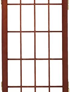 2 ft. Short Desktop Window Pane Shoji Screen - Walnut - 3 Panels