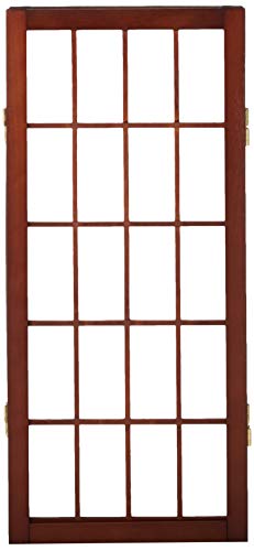 2 ft. Short Desktop Window Pane Shoji Screen - Walnut - 3 Panels