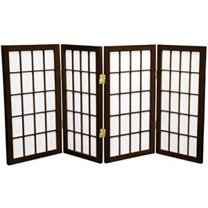 2 ft. short desktop window pane shoji screen - walnut - 4 panels