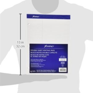 Ampad 20345 Double Sheets Pad, Law Rule, 8 1/2 x 11 3/4, White, 100 Sheets