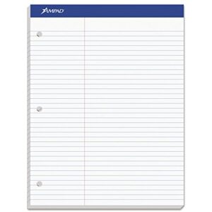 ampad 20345 double sheets pad, law rule, 8 1/2 x 11 3/4, white, 100 sheets