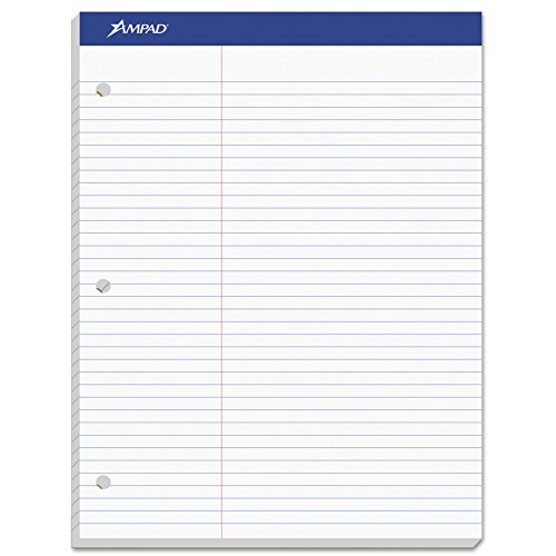 Ampad 20345 Double Sheets Pad, Law Rule, 8 1/2 x 11 3/4, White, 100 Sheets