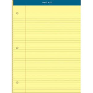 TOPS 63383 Double Docket Writing Pad, 8 1/2 x 11 3/4, Canary, 100 Sheets