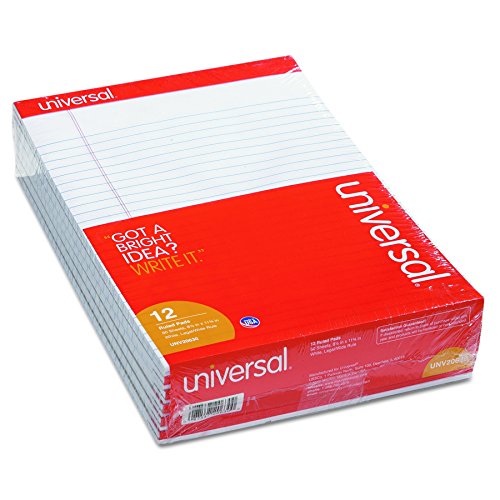 Universal 20630 Perforated Edge Writing Pad, Legal Ruled, Letter, White, 50 Sheet (Pack of 12)