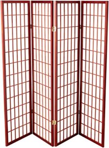 oriental furniture 5 ft. tall window pane shoji screen - rosewood - 4 panels