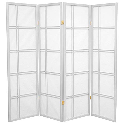 Oriental Furniture 5 ft. Tall Double Cross Shoji Screen - White - 4 Panels