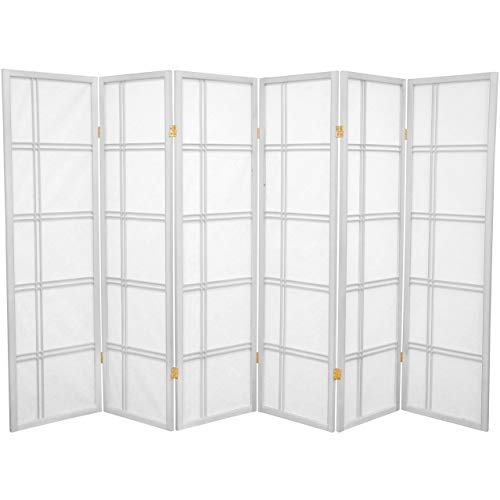 Oriental Furniture 5 ft. Tall Double Cross Shoji Screen - White - 6 Panels