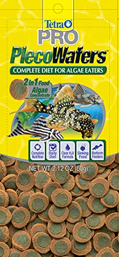 Tetra PRO PlecoWafers 2.12 Ounces, Nutritionally Balanced Vegetarian Fish Food, Concentrated Algae Center, Golds & Yellows, Model Number: 16447