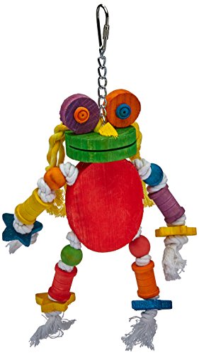 A&E Cage Company HB46349 Happy Beaks Silly Wood Frog Assorted Bird Toy, 11 by 12 Inches