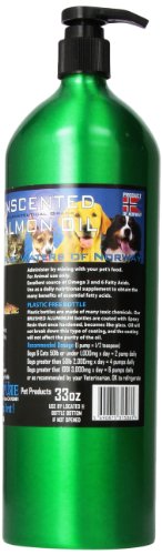 Iceland Pure Unscented Pharmaceutical Grade Salmon Oil - Pure Omega 3, Liquid Food Supplement For Dogs and Cats - BPA-Free Brushed Aluminum Epoxy coated Bottle with Pump 33oz (Pack of 1)