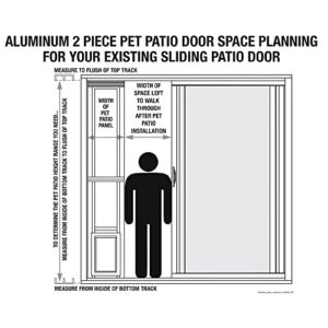 Ideal Pet Modular ALUMINUM Pet Patio Door with Single Pane Glass and Clear Flexible Flap. Fits up to 1” Aluminum Patio track width ONLY, Medium, White