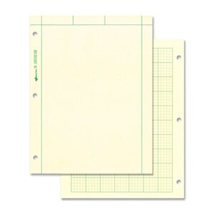 national computation pad, 5 x 5 quad ruling and unruled, 8.5" x 11", 200 sheets (42389), green