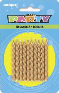 unique party candles, 2.5", gold spiral