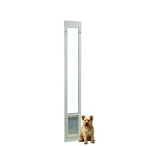 ideal pet products aluminum pet patio door, adjustable height 77-5/8" to 80-3/8", 7" x 11-1/4" flap size, white