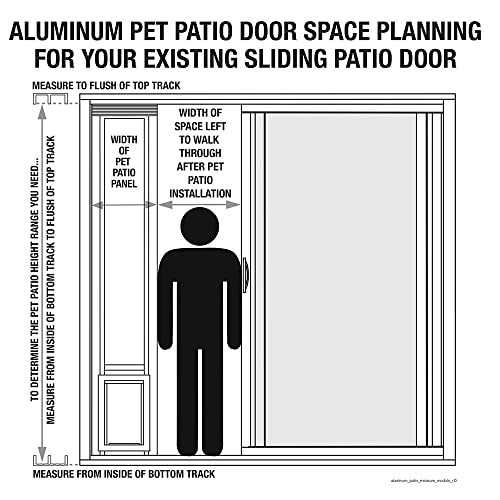 Ideal Pet Products Aluminum Pet Patio Door, Adjustable Height 77-5/8" to 80-3/8", 7" x 11-1/4" Flap Size, White