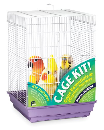 Prevue Hendryx 91210 Square Roof Bird Cage Kit, White and Purple, 5/8"