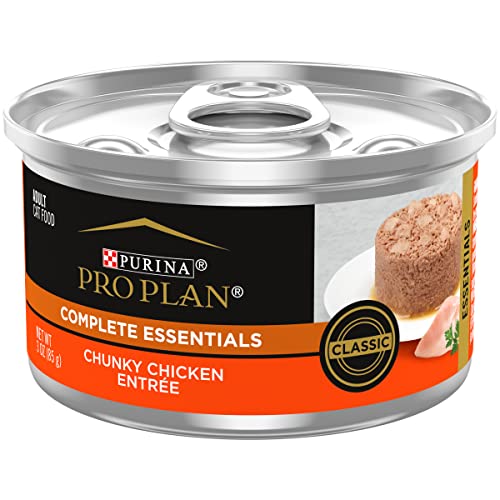 Purina Pro Plan Pate, High Protein Wet Cat Food, COMPLETE ESSENTIALS Classic Chunky Chicken Entree - (24) 3 oz. Pull-Top Cans