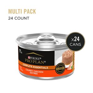 Purina Pro Plan Pate, High Protein Wet Cat Food, COMPLETE ESSENTIALS Classic Chunky Chicken Entree - (24) 3 oz. Pull-Top Cans