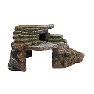 PENN-PLAX Reptology Shale Scape Step Ledge & Cave Hideout – Decorative Resin for Aquariums & Terrariums – Great for Reptiles, Amphibians, and Fish – Medium