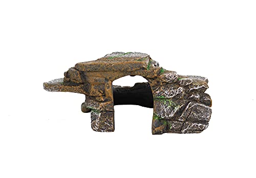 PENN-PLAX Reptology Shale Scape Step Ledge & Cave Hideout – Decorative Resin for Aquariums & Terrariums – Great for Reptiles, Amphibians, and Fish – Medium