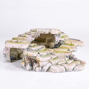 PENN-PLAX Reptology Shale Scape Step Ledge & Cave Hideout – Decorative Resin for Aquariums & Terrariums – Great for Reptiles, Amphibians, and Fish – Medium