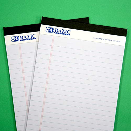 BAZIC Perforated Writing Pad, 50 Sheets 5x8 Inch, White Jr. Lined Ruled Memo Writing Pads Note Paper for Office School Student, Total 2 Count