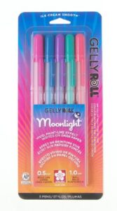 sakura 38175 5-piece gelly roll assorted colors blister card moonlight 10 bold point gel ink pen set, dusk pack